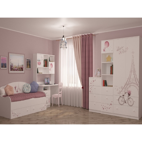 Детская комната для девочки с рисунком Париж Мебелькон 