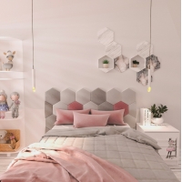 Ліжко для підлітка з м'якими панелями  Соти Mebelkon