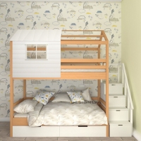 Детская кровать двухъярусная   с лестницей 504W