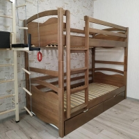 Ліжко двоярусне дерев'яне Fabio з ящиками 