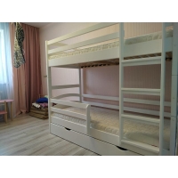 Ліжко двоярусне дерев'яне  90*200 Mila з бортиком