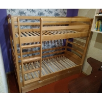 Ліжко двоярусне дерев'яне  90*200 Mila з бортиком