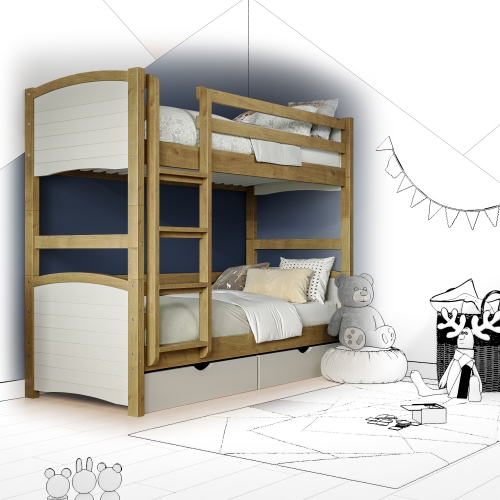 Кровать двухъярусная деревянная Monika с подъемным механизмом