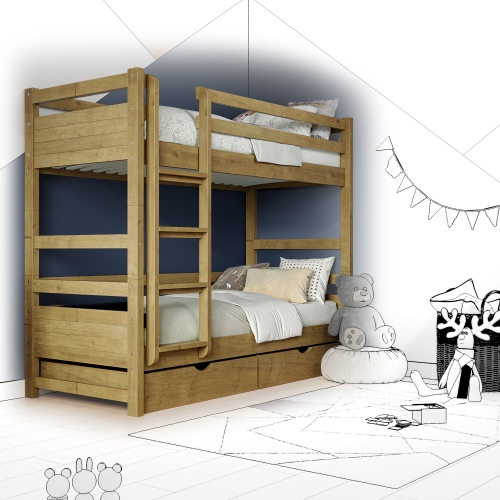 Кровать двухъярусная деревянная Morris с подъемным механизмом