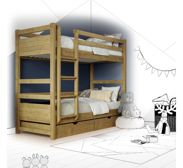 Кровать двухъярусная деревянная Morris с подъемным механизмом