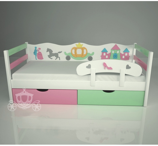 Кровать детская декорированная "Золушка mix"