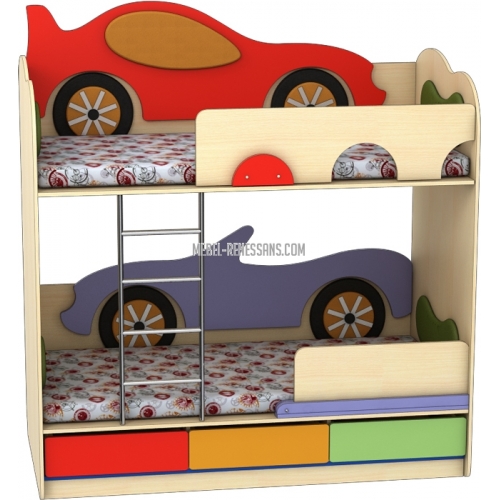 Детская кровать двухъярусная «Кабриолет-Машинка»